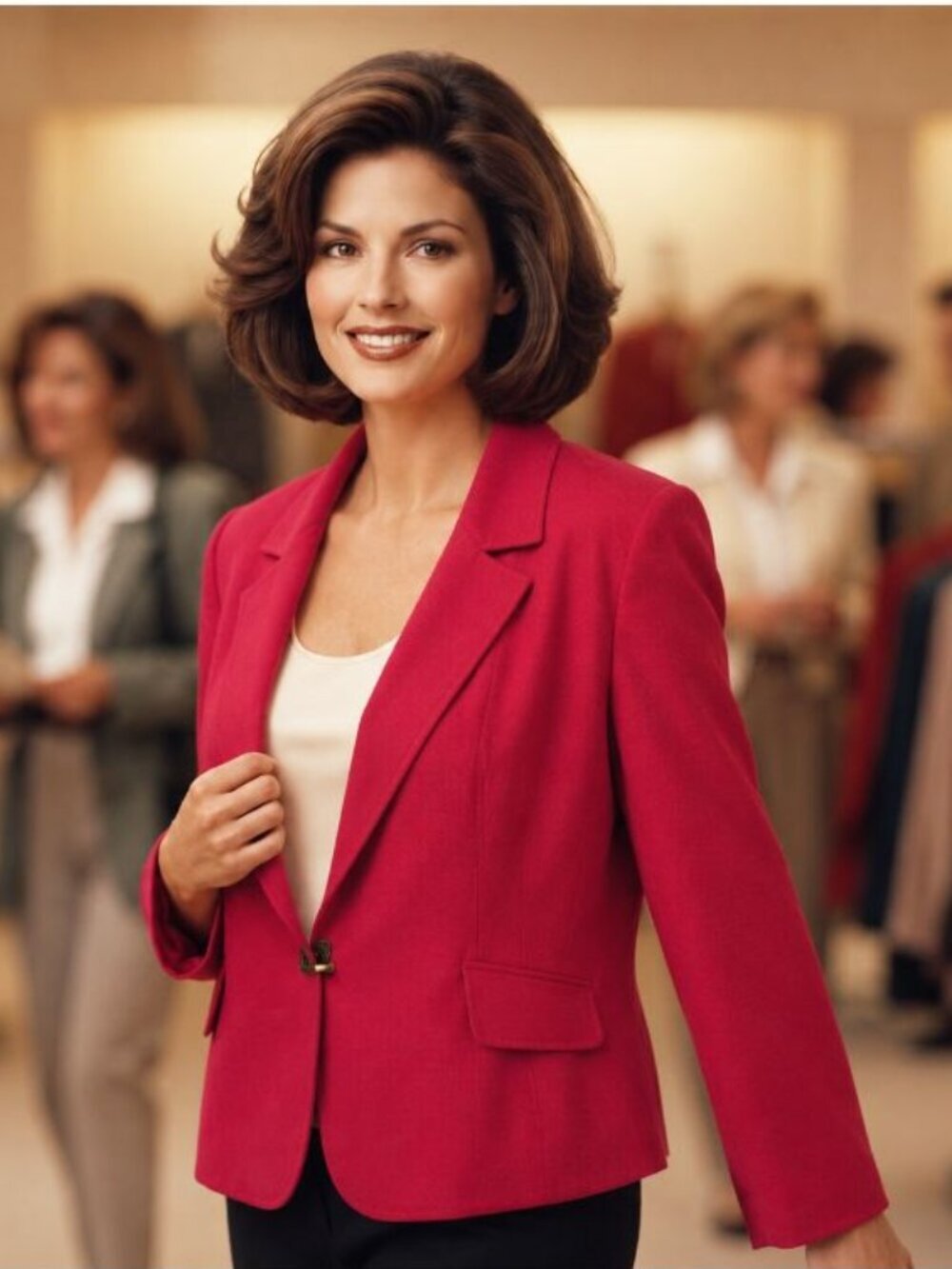 Courtenay Women 8P Red Blazer Jacket Stretch Toggle Front Career Statement Piece